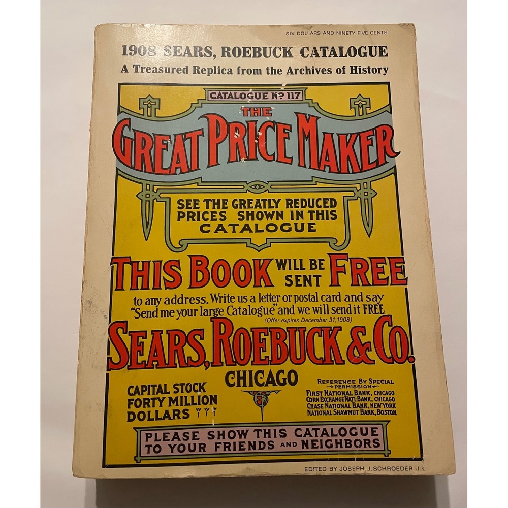 Sears Roebuck Catalogue 1908 Replica 1969 Tan Vintage History Book No 117